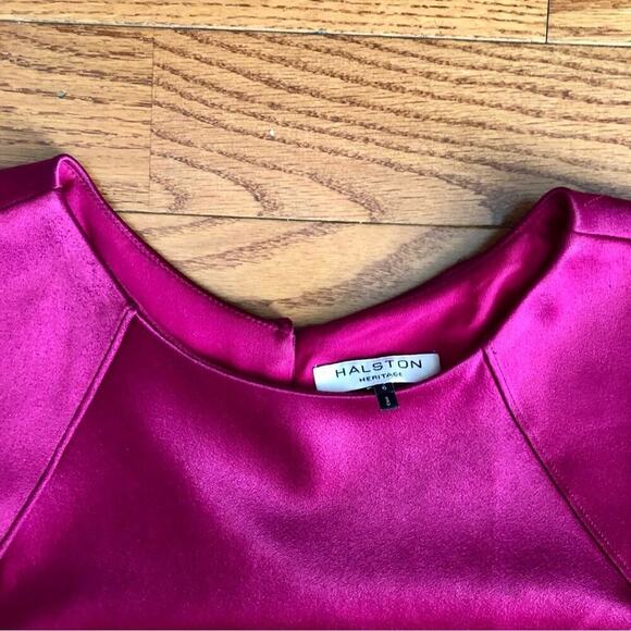 HALSTON Cape Sleeve Open Back Mini Sheath Dress Red Women’s Size 6 - Picture 3 of 11